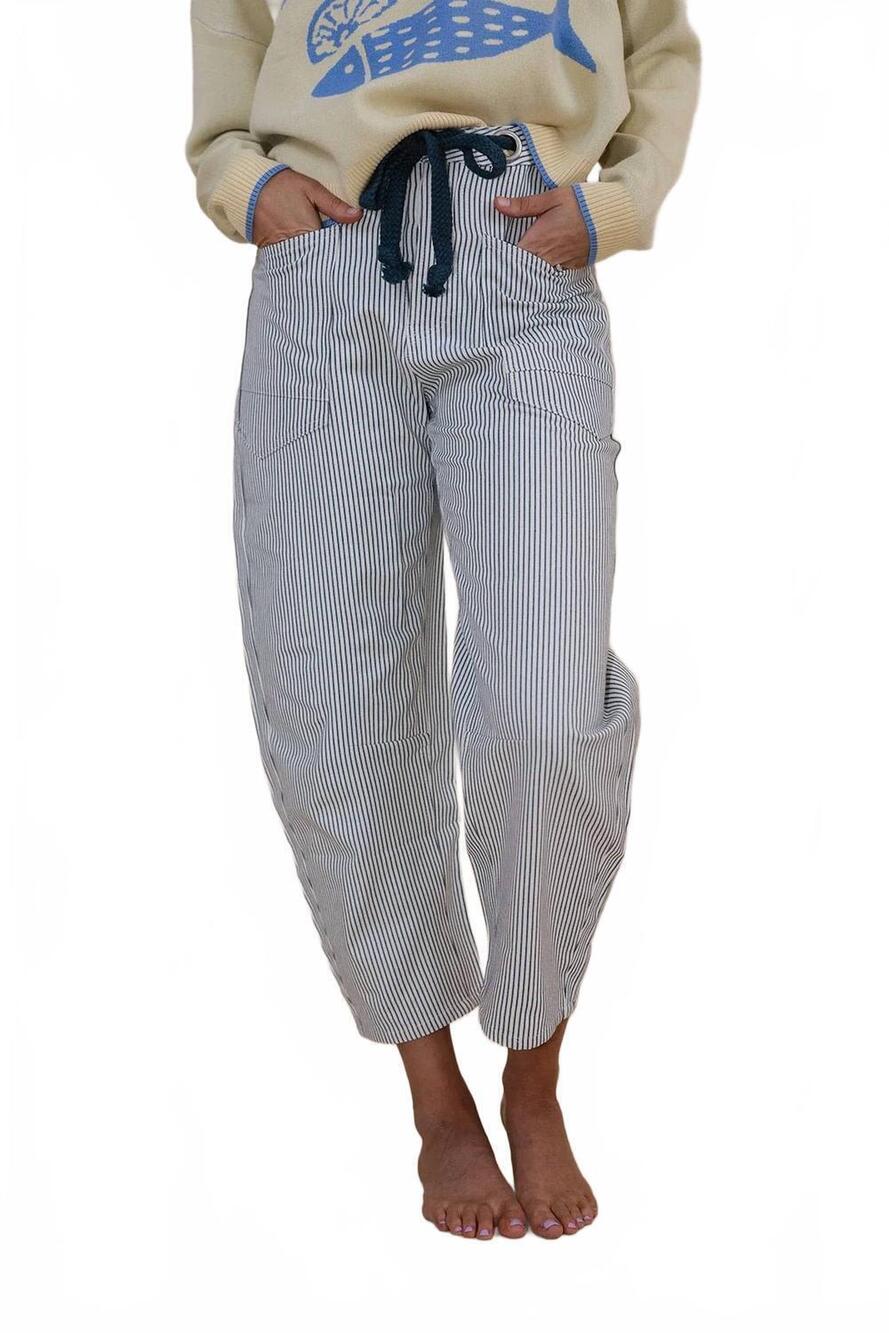 NEW POLAGRAM mel striped pants in teal